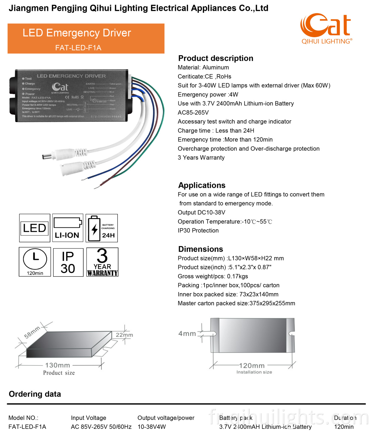 Fat Led E100 Spec